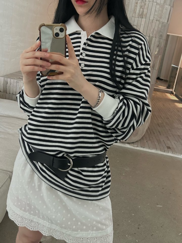 Buckle - Korean Women Fashion - #romanticstyle - Play Collar Tee - 3