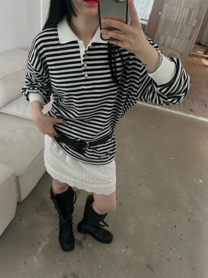 Buckle - Korean Women Fashion - #thatsdarling - Play Collar Tee - 5