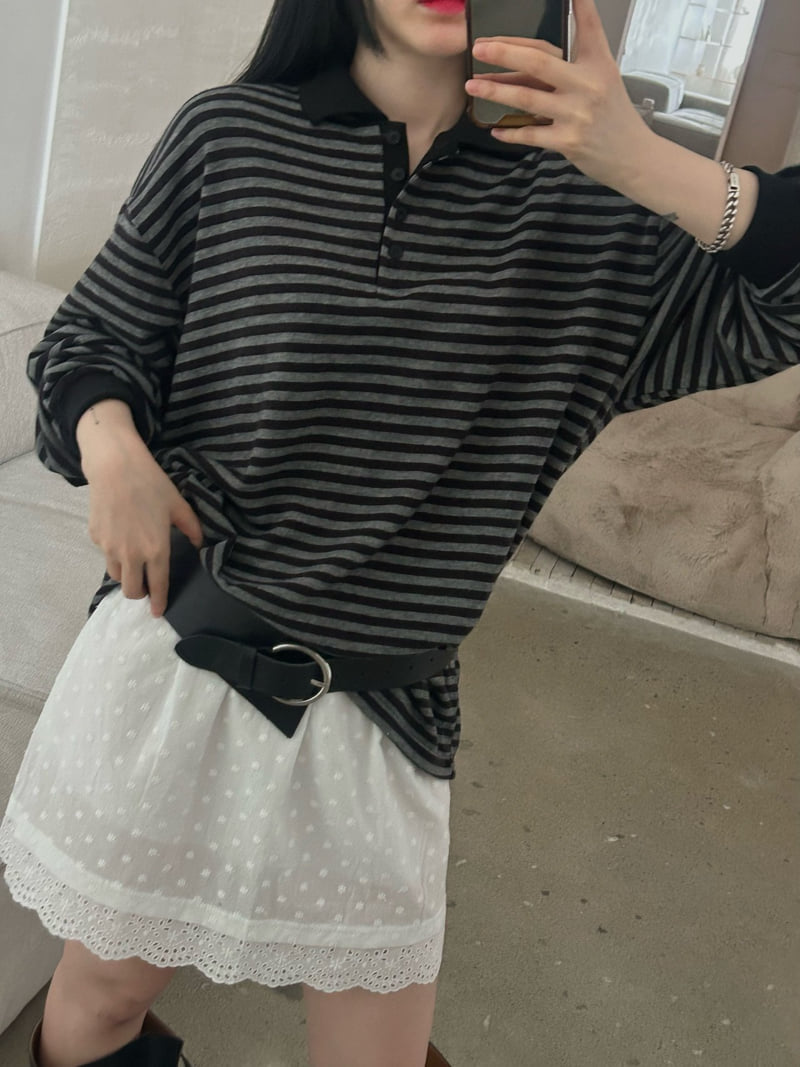 Buckle - Korean Women Fashion - #womensfashion - Play Collar Tee - 8