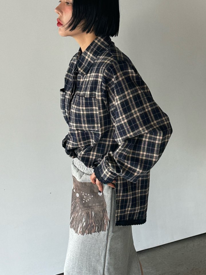 Chavi - Korean Women Fashion - #momslook - Mocha Check Shirt (Removable Pads) - 10