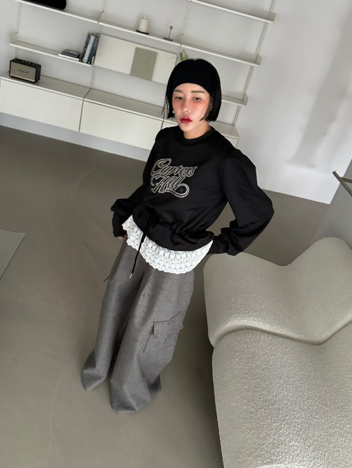 Chavi - Korean Women Fashion - #momslook - Shine Lace Sweatshirt - 10