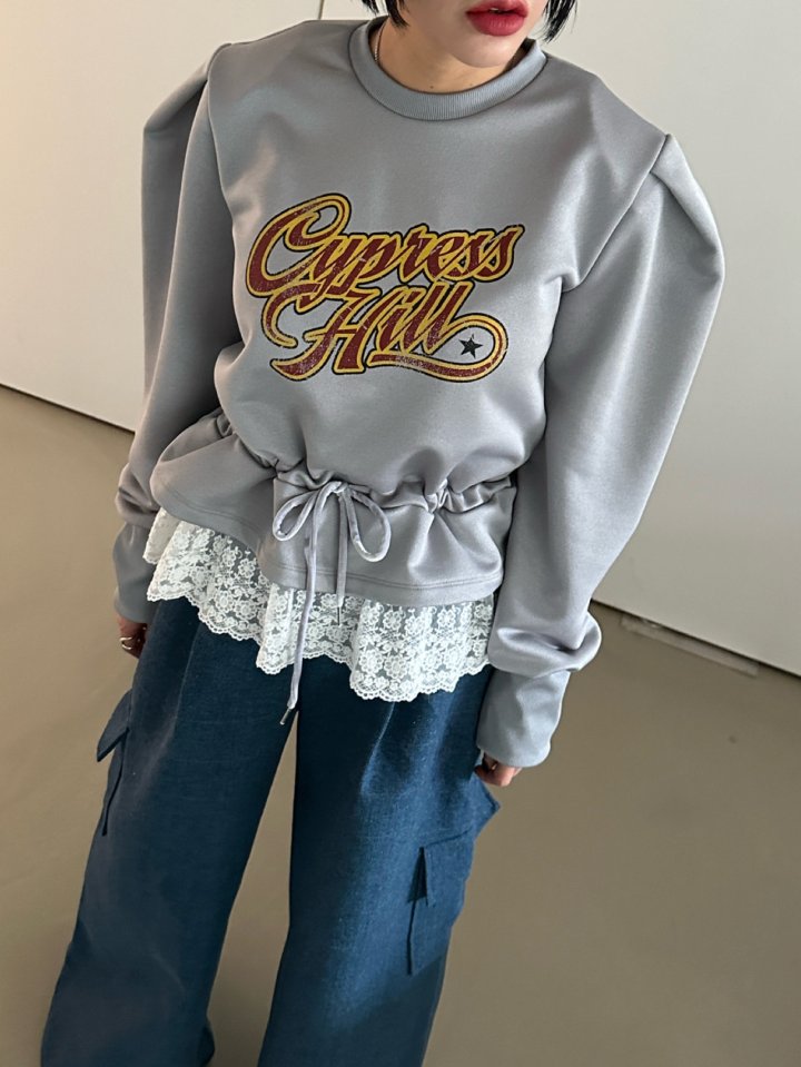 Chavi - Korean Women Fashion - #momslook - Shine Lace Sweatshirt - 11