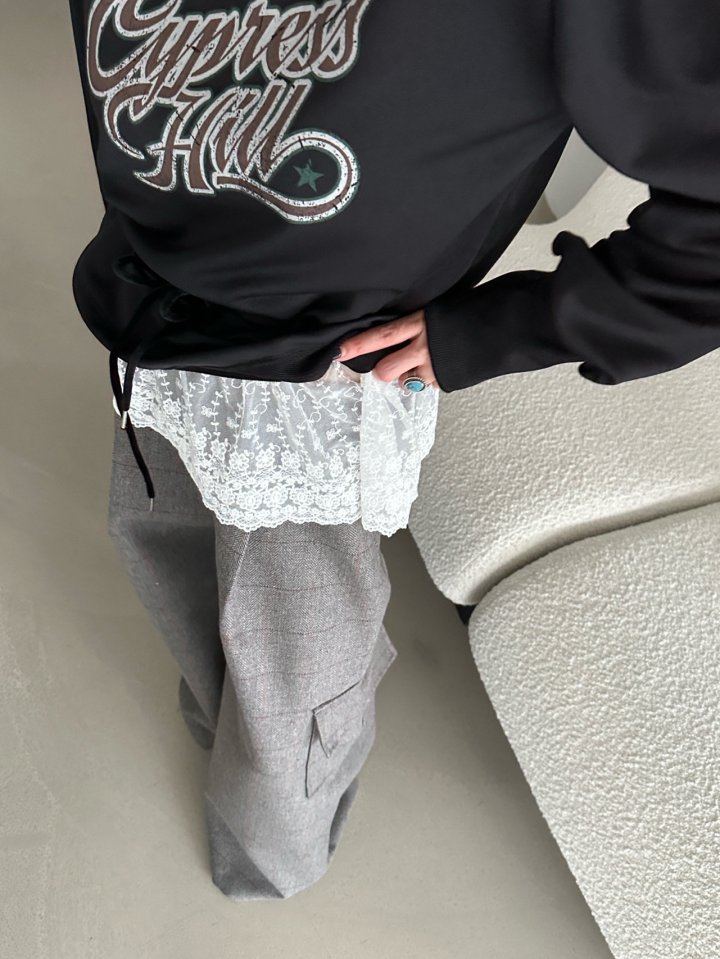 Chavi - Korean Women Fashion - #womensfashion - Shine Lace Sweatshirt - 4