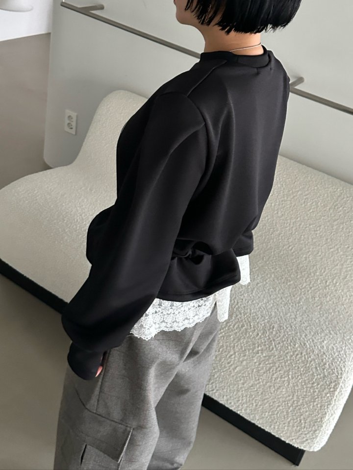 Chavi - Korean Women Fashion - #momslook - Shine Lace Sweatshirt - 8