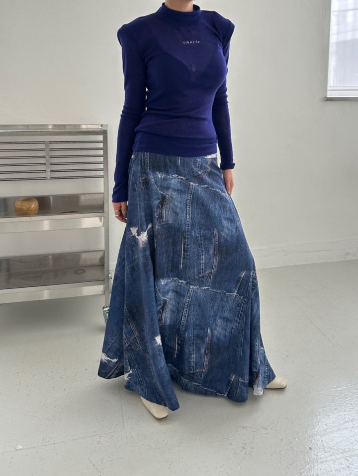 Chavi - Korean Women Fashion - #vintagekidsstyle - Denim Patch Skirt - 6