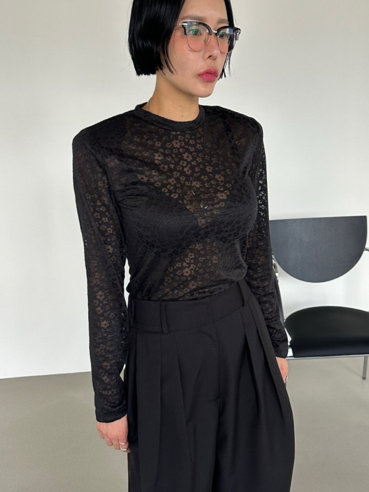 Chavi - Korean Women Fashion - #womensfashion - Burnout Flower Tee - 5