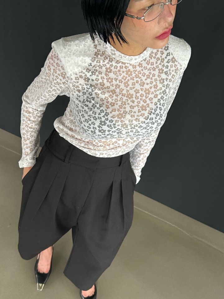 Chavi - Korean Women Fashion - #womensfashion - Burnout Flower Tee - 9