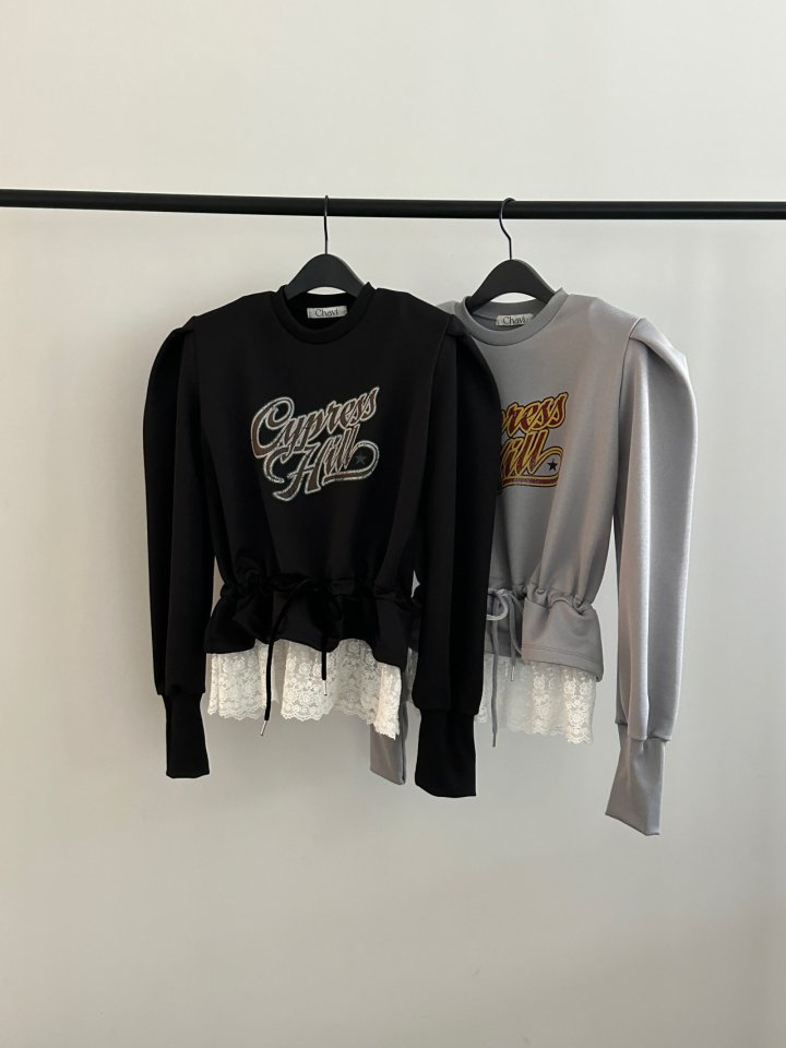 Chavi - Korean Women Fashion - #womensfashion - Shine Lace Sweatshirt