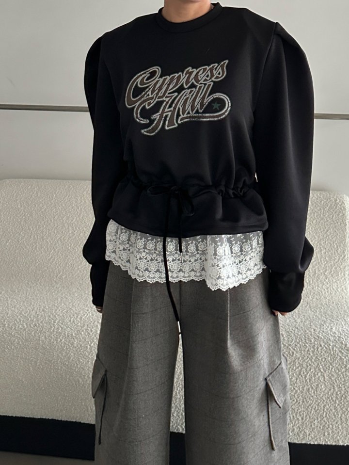 Chavi - Korean Women Fashion - #womensfashion - Shine Lace Sweatshirt - 7