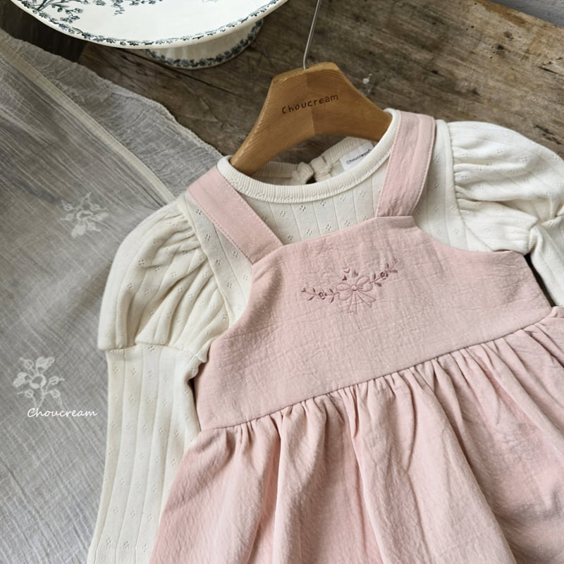 Choucream - Korean Baby Fashion - #babyboutique - Embroidered Suspender One-piece - 8