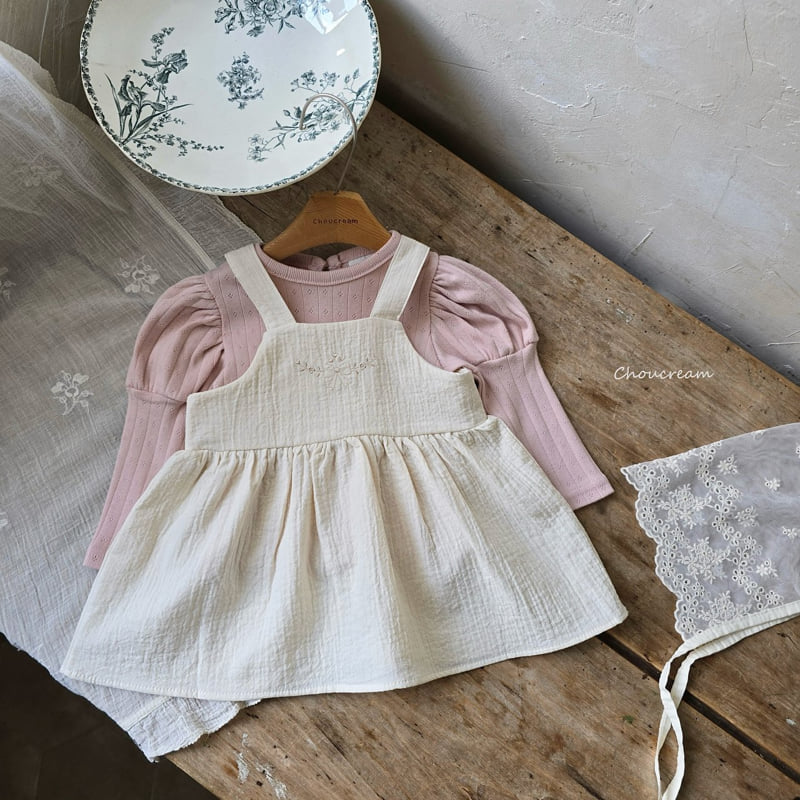 Choucream - Korean Baby Fashion - #babyfashion - Embroidered Suspender One-piece - 11