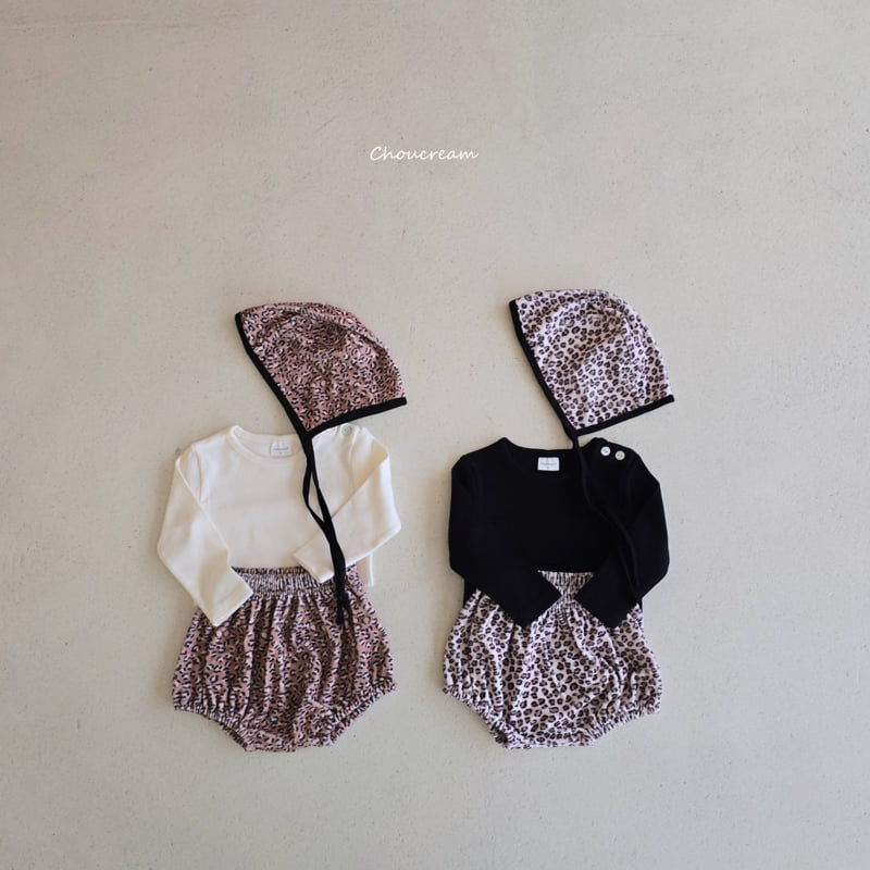 Choucream - Korean Baby Fashion - #babyfashion - Leopard Bloomer Bonnet Set