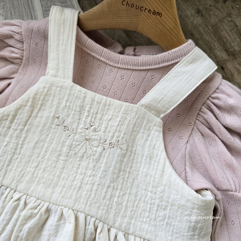 Choucream - Korean Baby Fashion - #babyfever - Embroidered Suspender One-piece - 12