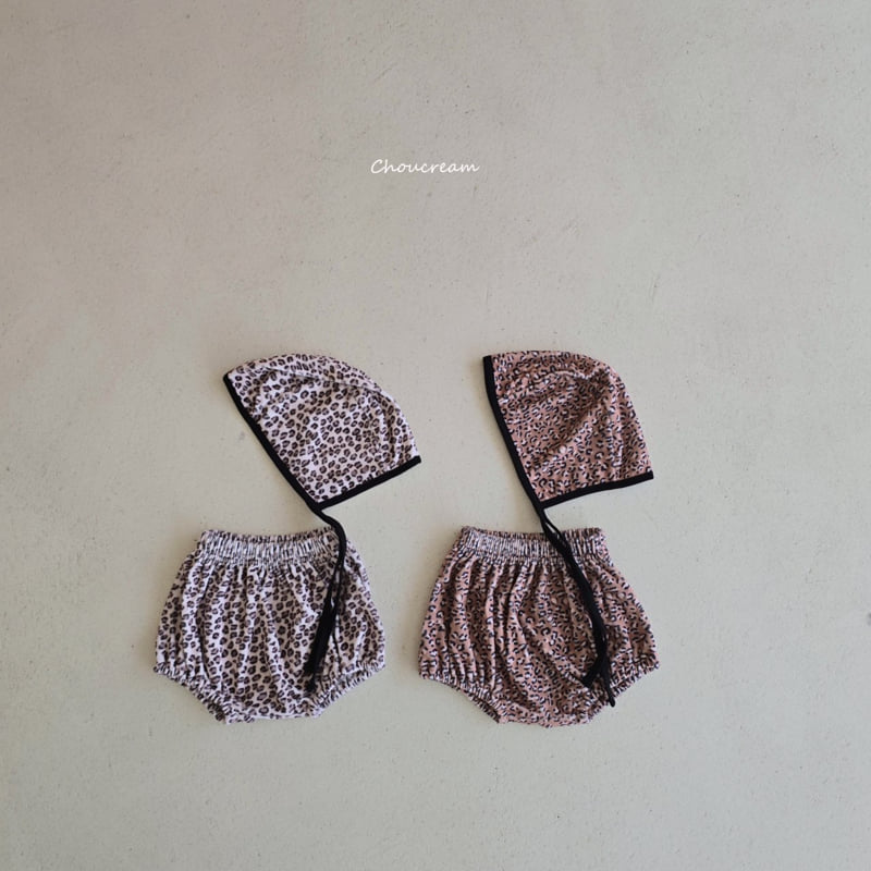 Choucream - Korean Baby Fashion - #babyfever - Leopard Bloomer Bonnet Set - 2