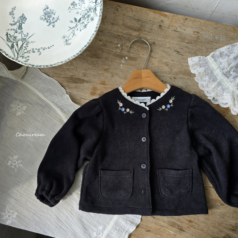 Choucream - Korean Baby Fashion - #babygirlfashion - Embroidered Knit Cardigan - 12