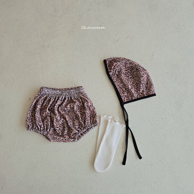 Choucream - Korean Baby Fashion - #babygirlfashion - Leopard Bloomer Bonnet Set - 3