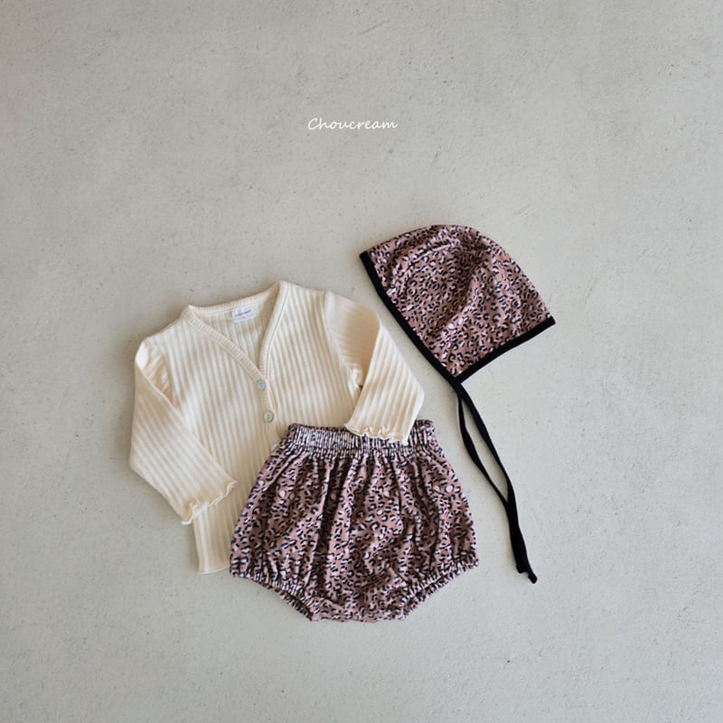 Choucream - Korean Baby Fashion - #babygirlfashion - Leopard Bloomer Bonnet Set - 4