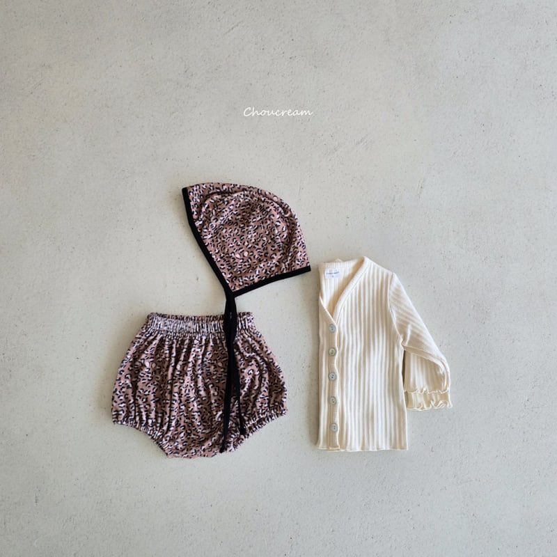 Choucream - Korean Baby Fashion - #babyoninstagram - Leopard Bloomer Bonnet Set - 5
