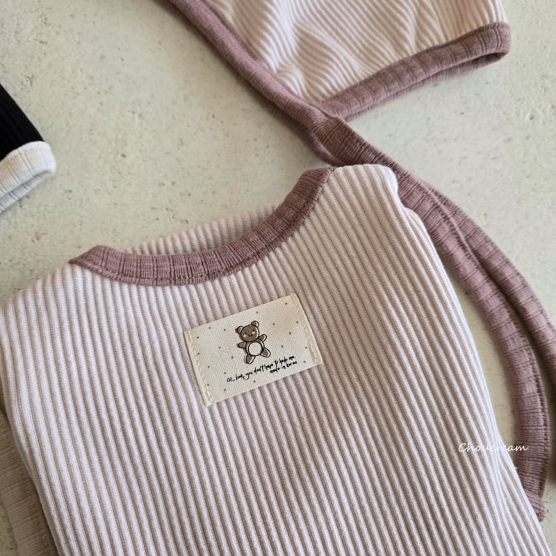 Choucream - Korean Baby Fashion - #babyootd - Ribbed Suit (with Bonnet Set) - 8