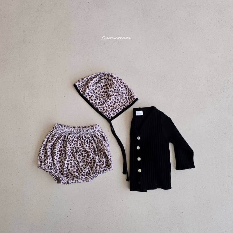 Choucream - Korean Baby Fashion - #babyootd - Leopard Bloomer Bonnet Set - 6