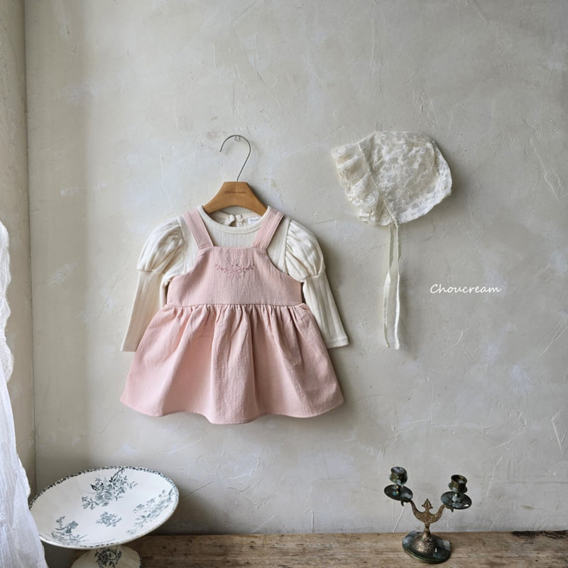 Choucream - Korean Baby Fashion - #babyoutfit - Embroidered Suspender One-piece - 2