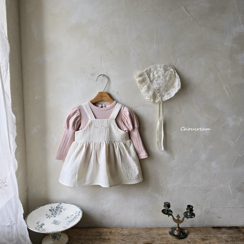 Choucream - Korean Baby Fashion - #babyoutfit - Embroidered Suspender One-piece - 3