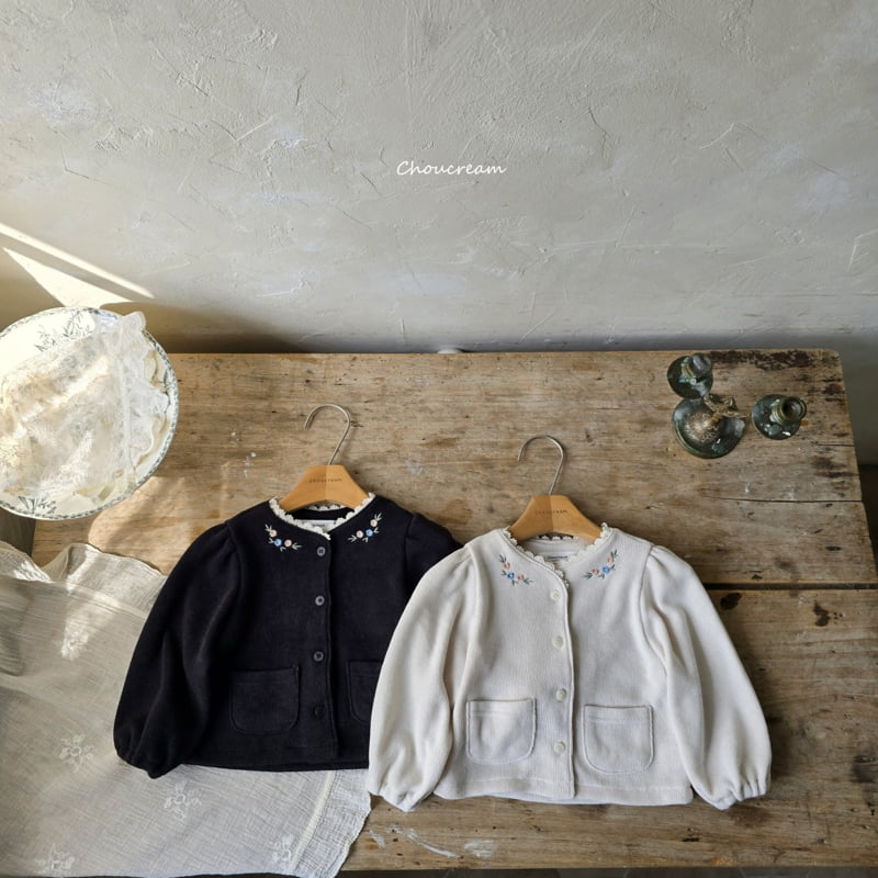 Choucream - Korean Baby Fashion - #babyoutfit - Embroidered Knit Cardigan
