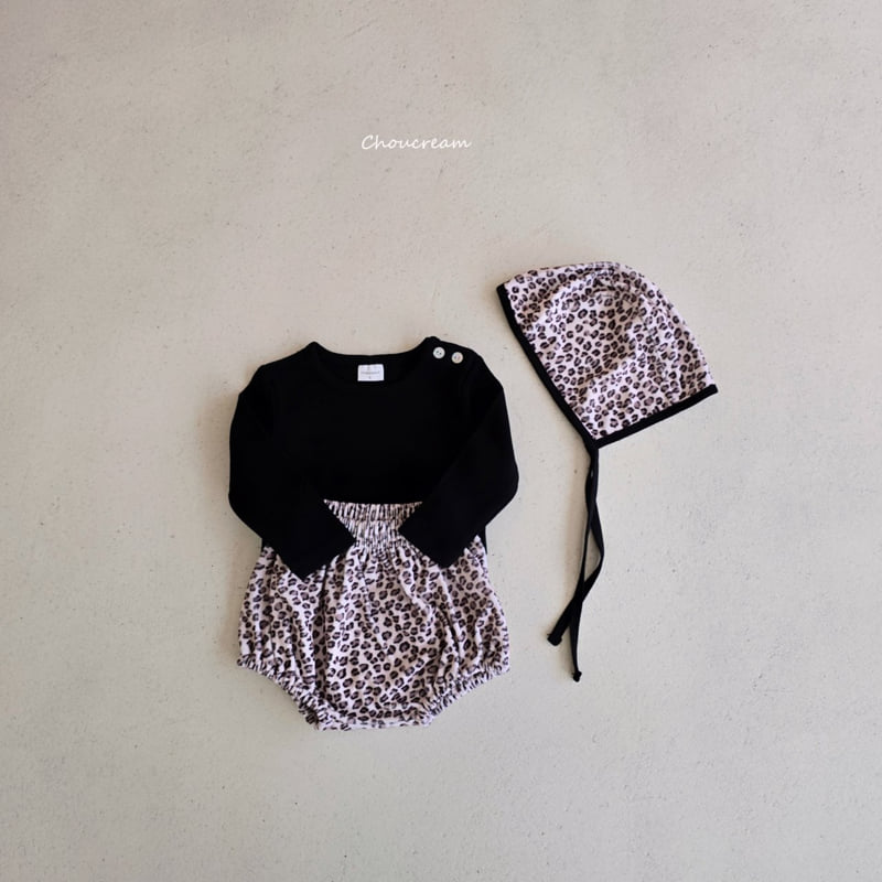 Choucream - Korean Baby Fashion - #babyoutfit - Leopard Bloomer Bonnet Set - 7