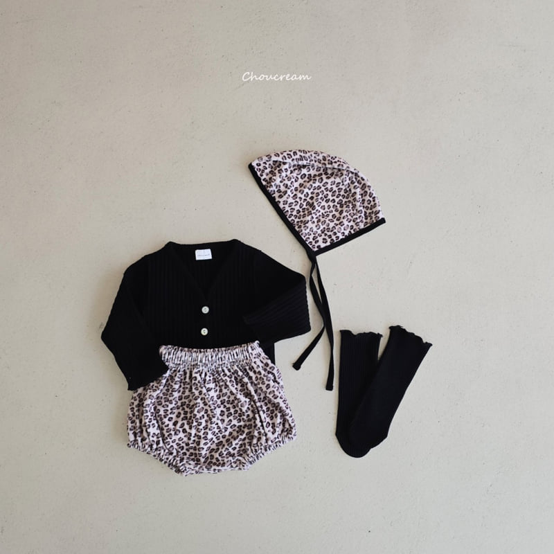 Choucream - Korean Baby Fashion - #babyoutfit - Leopard Bloomer Bonnet Set - 8