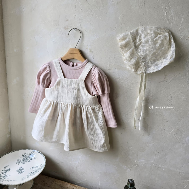 Choucream - Korean Baby Fashion - #babyoutfit - Embroidered Suspender One-piece - 4
