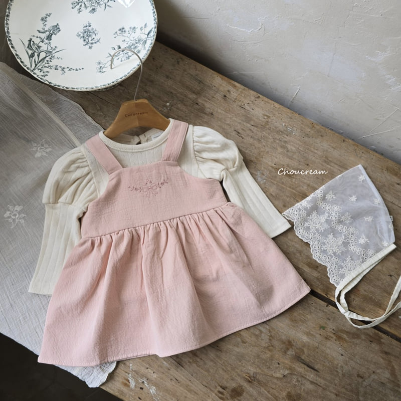 Choucream - Korean Baby Fashion - #smilingbaby - Embroidered Suspender One-piece - 7