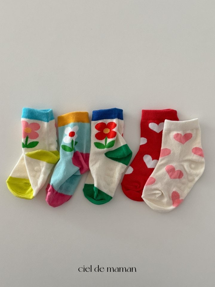 Ciel De Maman - Korean Baby Fashion - #babyboutique - Flower Heart Socks