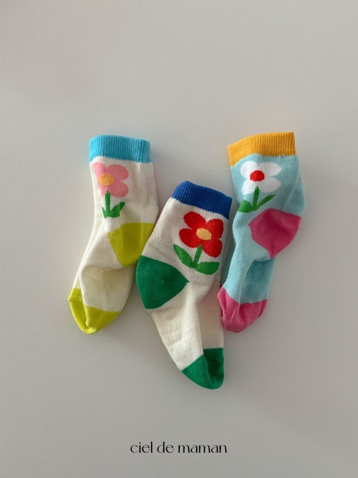 Ciel De Maman - Korean Baby Fashion - #babyfever - Flower Heart Socks - 6