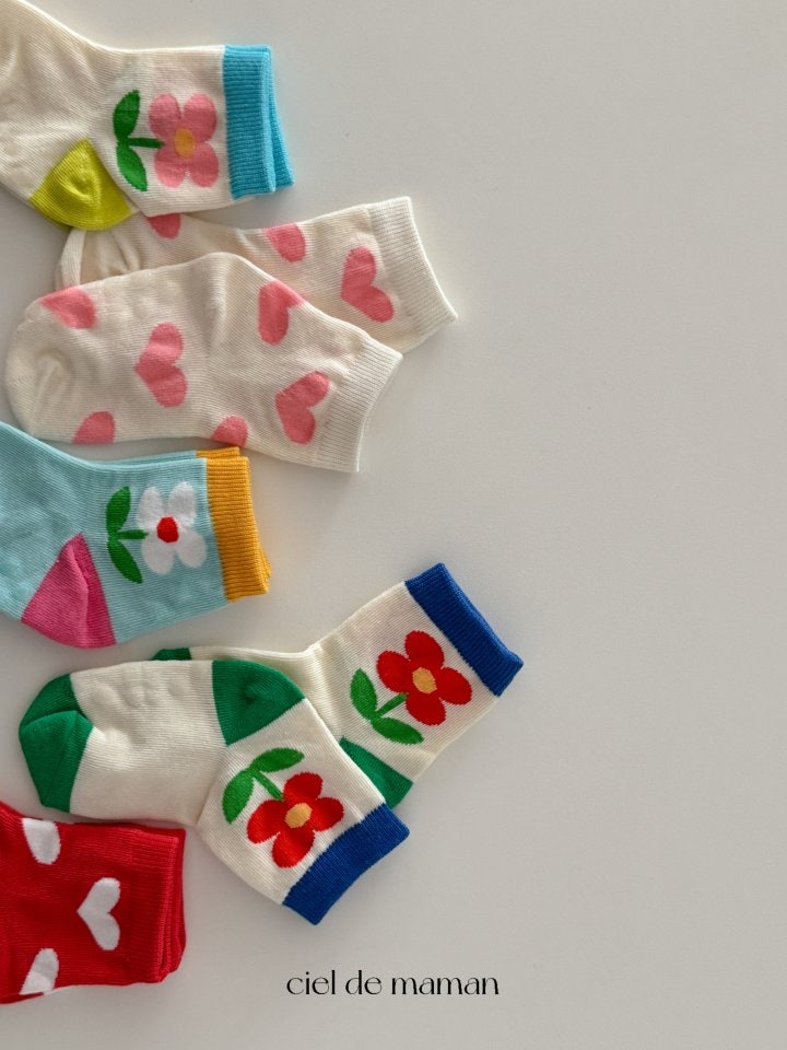 Ciel De Maman - Korean Baby Fashion - #babyootd - Flower Heart Socks - 10