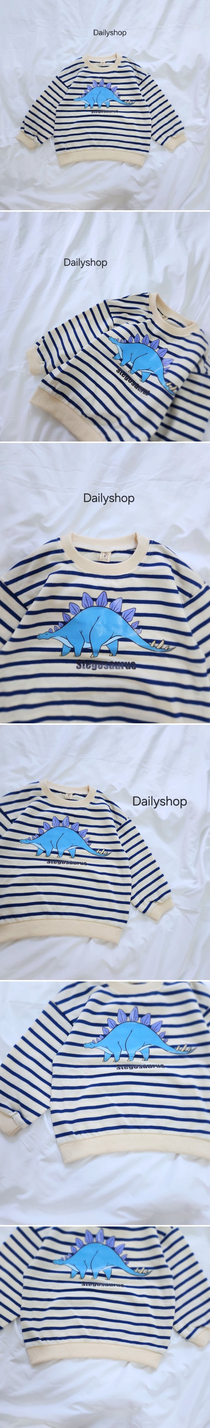 Daily shop - Korean Children Fashion - #Kfashion4kids - Stripe Dino Sweatshirt