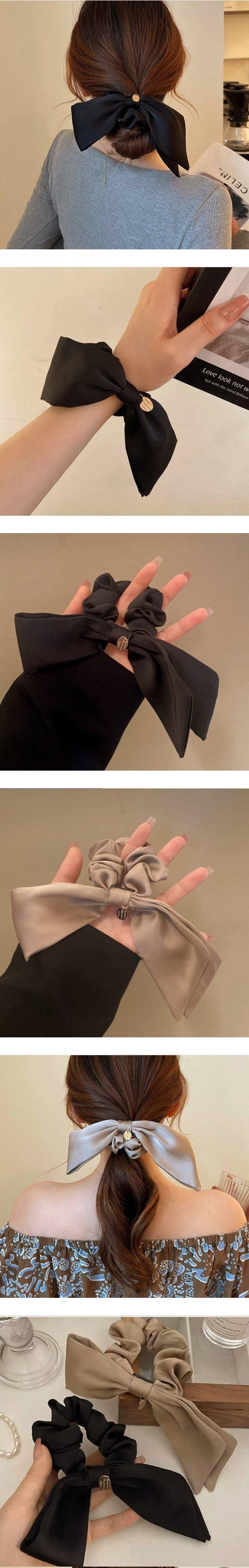 Daily shop - Korean Children Fashion - #discoveringself - Coin Big Ribbon Scrunchie (Set of 3)