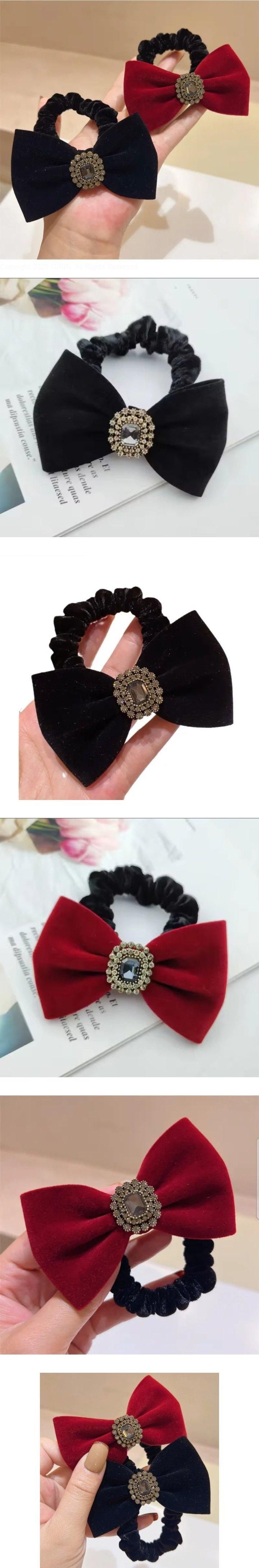 Daily shop - Korean Children Fashion - #discoveringself - Velvet Ribbon Scrunchie (set of 3)