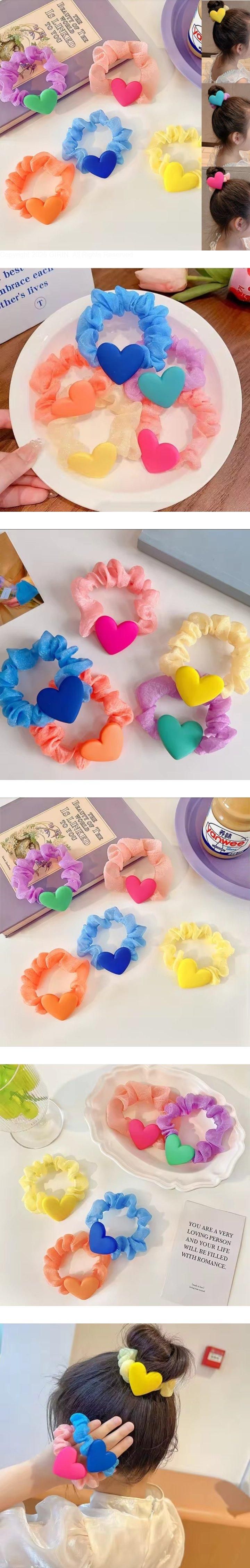 Daily shop - Korean Children Fashion - #kidsstore - Matte Heart Scrunchie (set of 5)