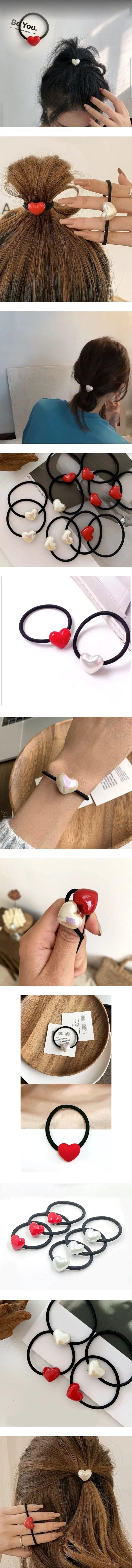 Daily shop - Korean Children Fashion - #kidsstore - Glossy Heart Hair Tie (Set of 10)