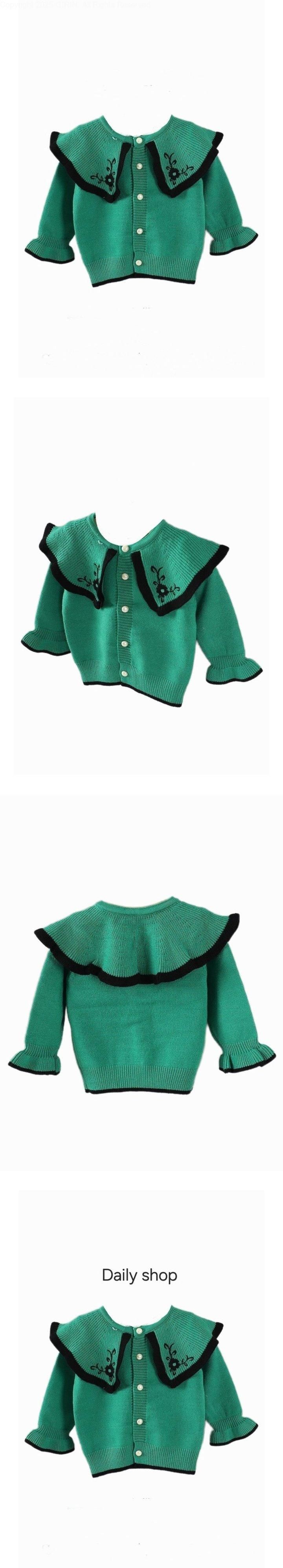 Daily shop - Korean Children Fashion - #minifashionista - Black Green Cardigan