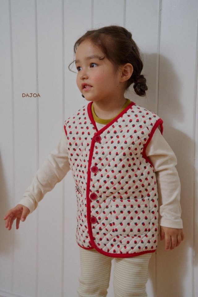 Dajoa - Korean Baby Fashion - #babyfever - Strawberry Quilted Vest - 3