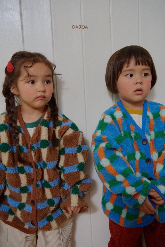 Dajoa - Korean Baby Fashion - #babygirlfashion - Check Fleece Jacket