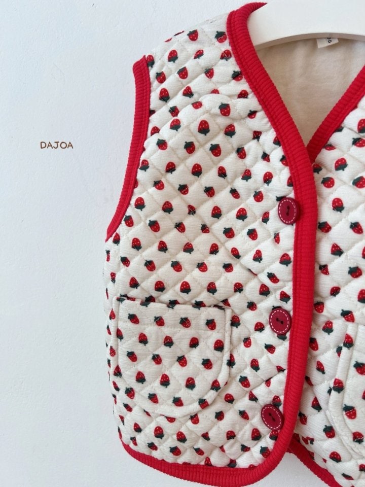 Dajoa - Korean Baby Fashion - #babyootd - Strawberry Quilted Vest - 7