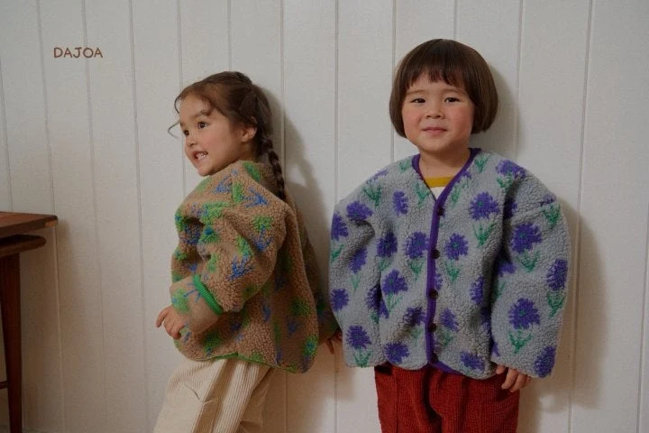 Dajoa - Korean Baby Fashion - #babyootd - Flower Fleece Jacket - 4