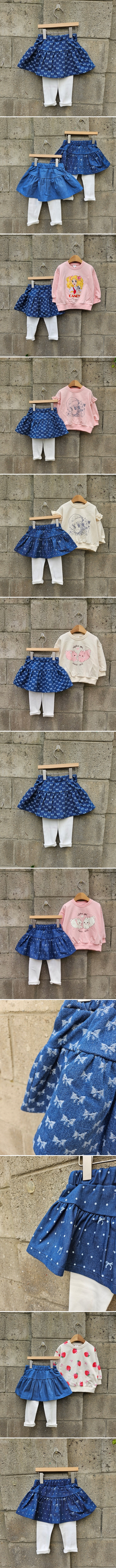 Dazzling - Korean Children Fashion - #kidzfashiontrend - Plain Denim Skirt Leggings