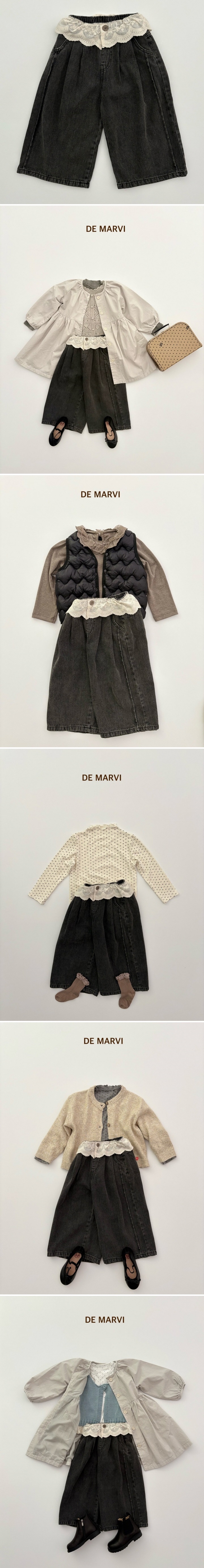 De Marvi - Korean Children Fashion - #todddlerfashion - Margo Lace Denim Pants - 2