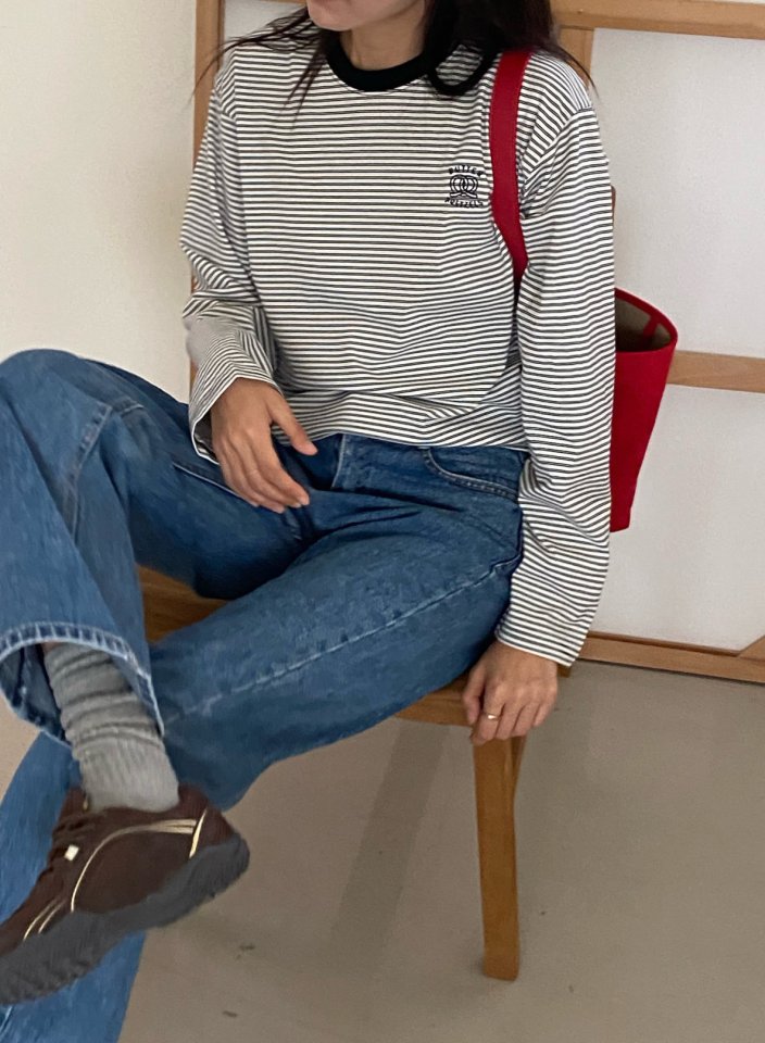 Diana - Korean Women Fashion - #momslook - Pretzel Stripe Tee - 10