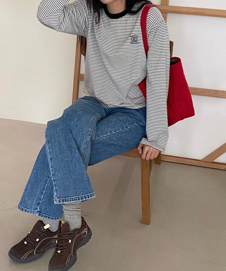 Diana - Korean Women Fashion - #momslook - Pretzel Stripe Tee - 8