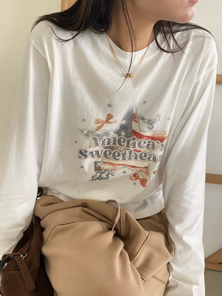 Diana - Korean Women Fashion - #momslook - America Tee - 2