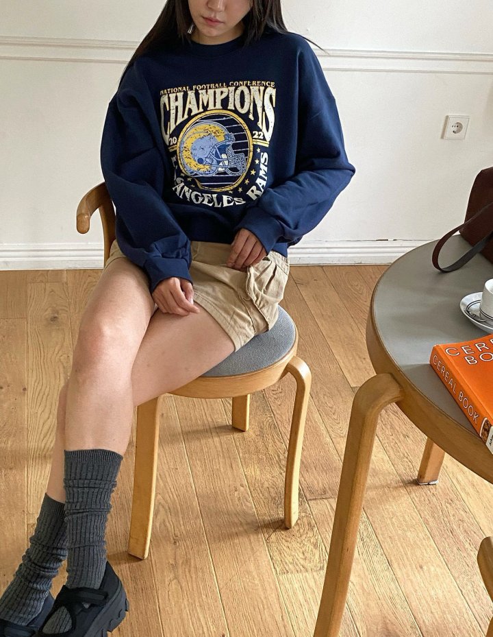 Diana - Korean Women Fashion - #momslook - Football Sweatshirt - 2